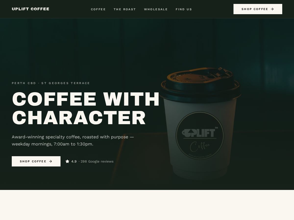 Uplift Coffee — live site